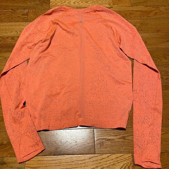 EUC Lululemon Swiftly Tech Long Sleeve Shirt 2.0 Waist Race Sz 10 Orange Grey - Picture 3 of 3